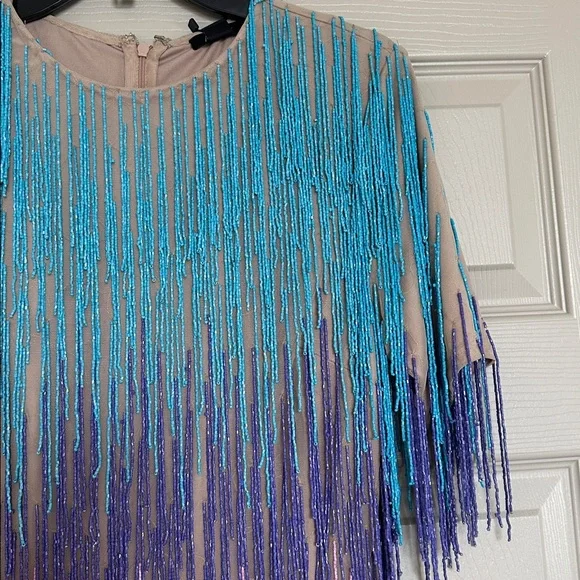 NWT Nasty Gal Rainbow Tassel Fringe Shift Dress - Picture 6 of 16